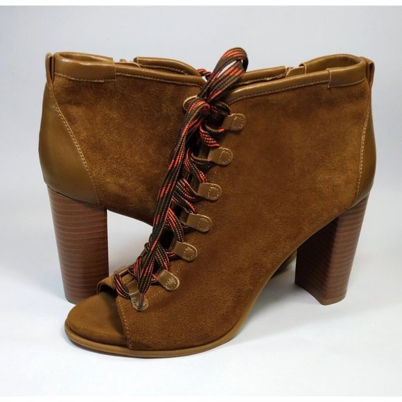 Women’s Suede Lace Up Peep Toe Booties size 8.5M by Nine West - Picture 12 of 12